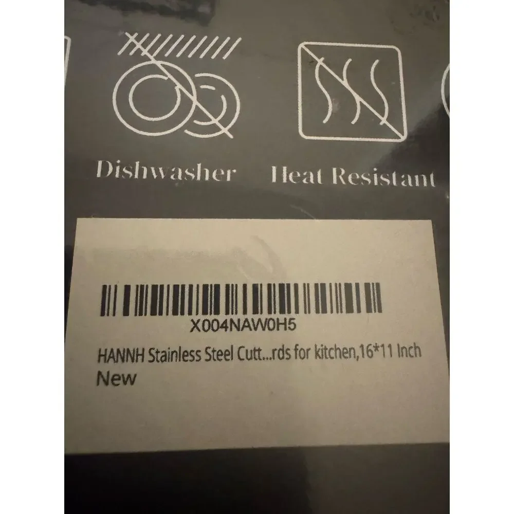 HANNH Stainless Steel 304 Cutting Board Double Sided Wheat Straw NEW Sealed